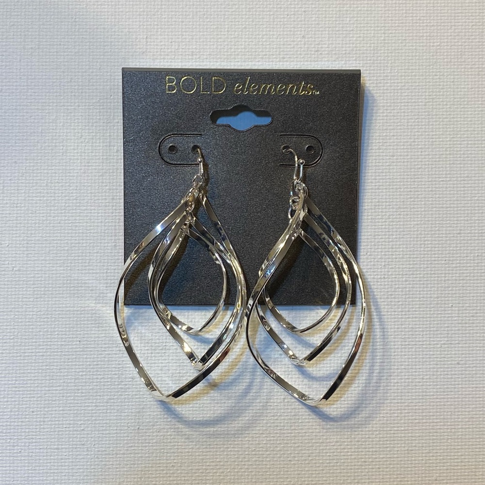 Bold Elements Silver Tone Twisted Earrings